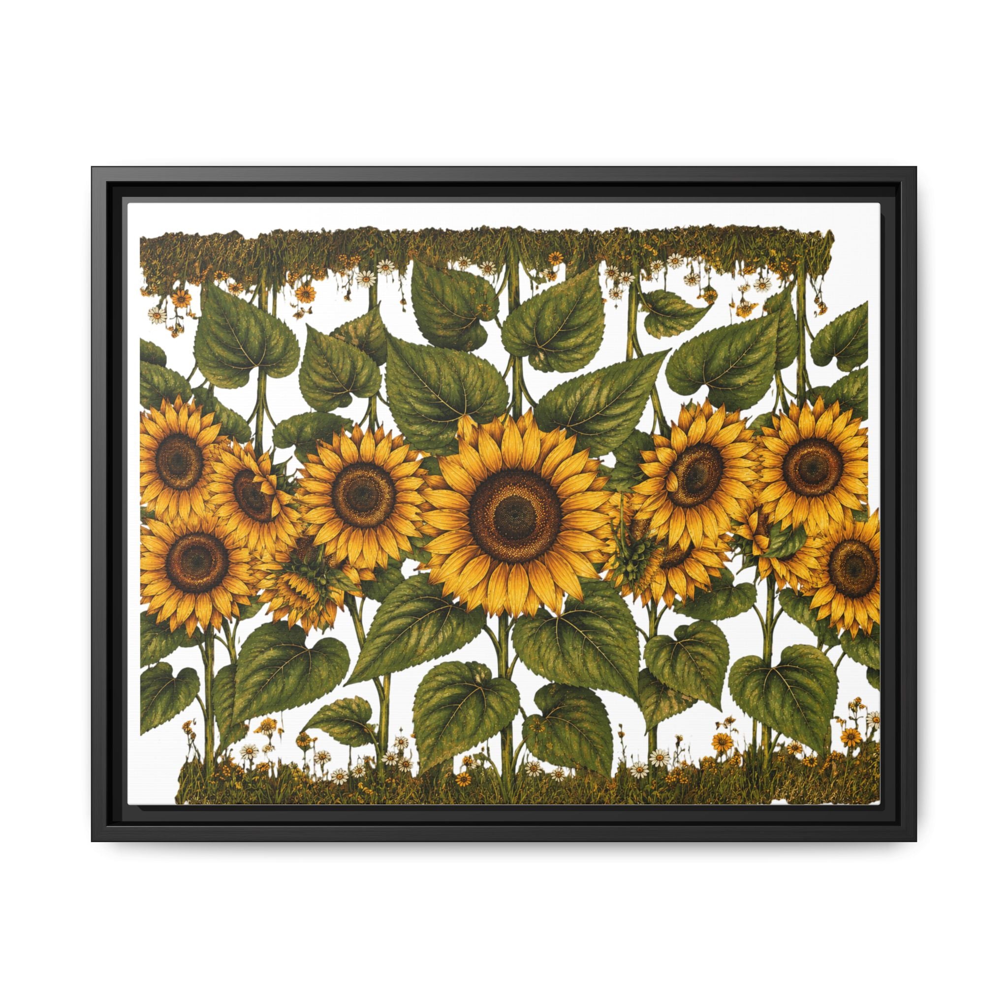 Framed Sunflower Canvas Print — Matte Floral Wall Art