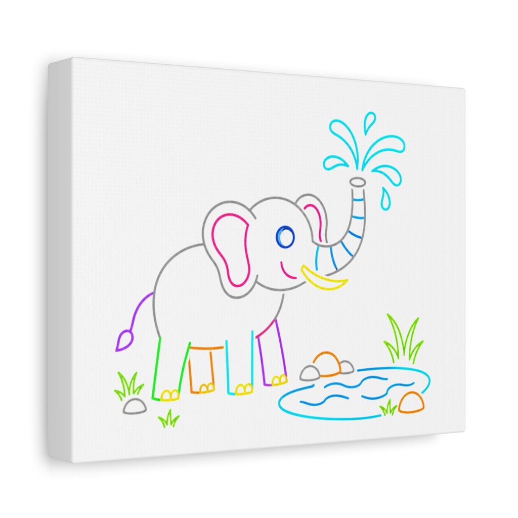 Cute Neon Elephant Canvas Print — Kids Nursery Wall Art