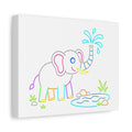 Cute Neon Elephant Canvas Print — Kids Nursery Wall Art