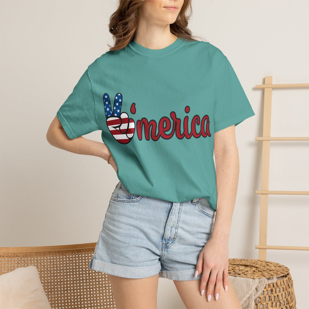 'Merica Peace Sign T-Shirt — 250th Anniversary of America Flag Tee (1776–2026)