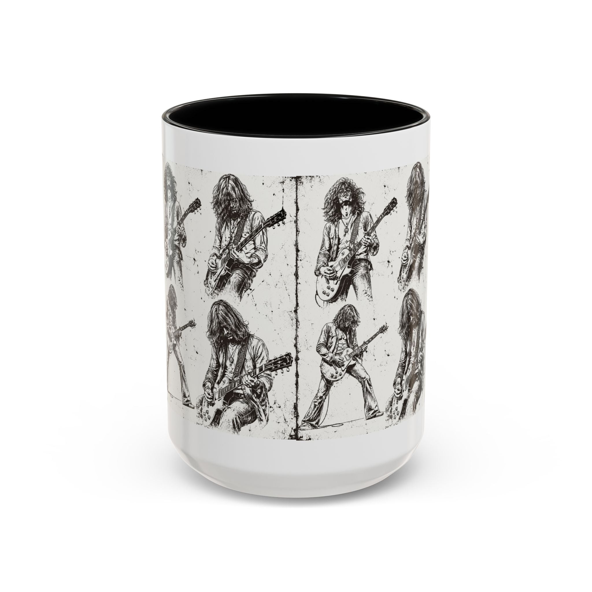 Rock Guitarist Sketch Accent Coffee Mug — Vintage Band Art 11/15oz