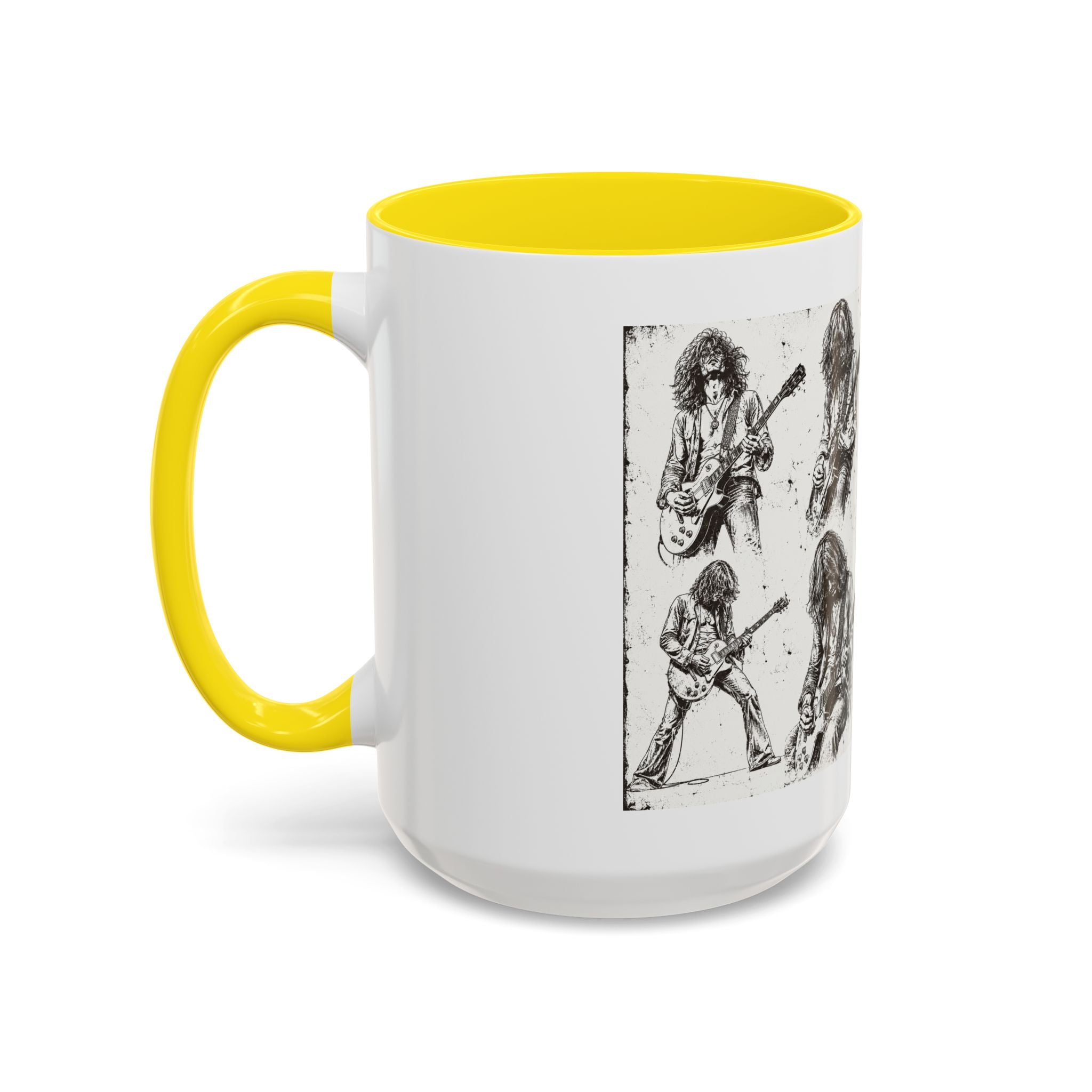Rock Guitarist Sketch Accent Coffee Mug — Vintage Band Art 11/15oz