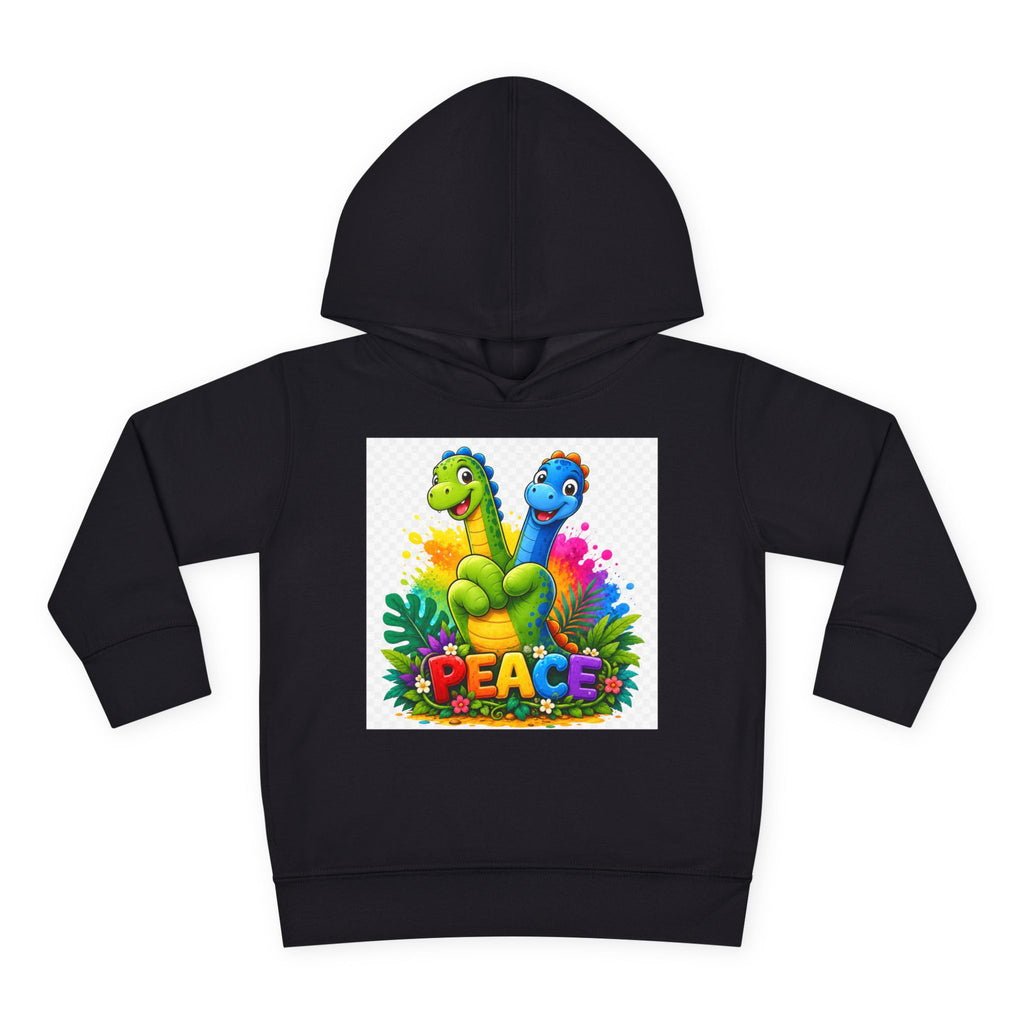 Toddler Hoodie — Colorful Peace Dinosaurs Graphic Pullover