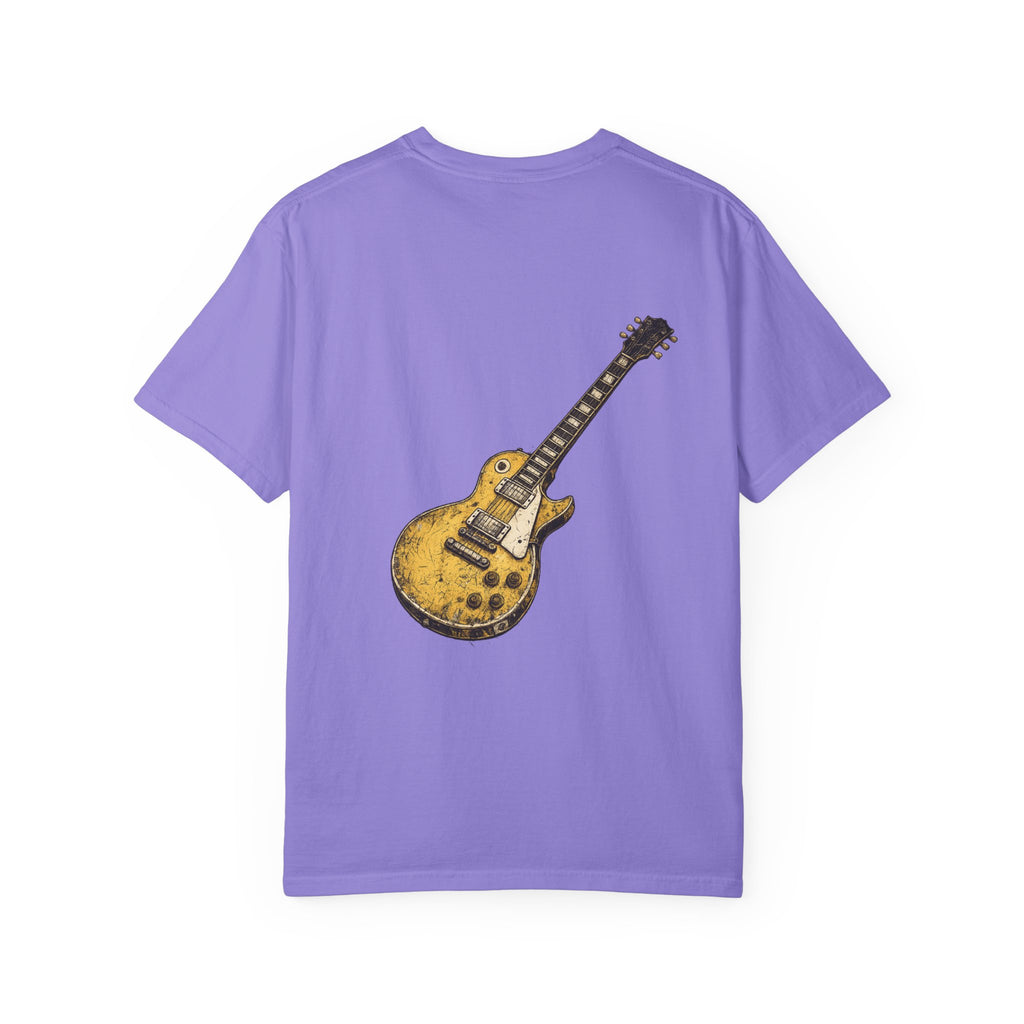 Vintage Rock Guitar T-Shirt — Grunge Band Photo & Les Paul Back Print