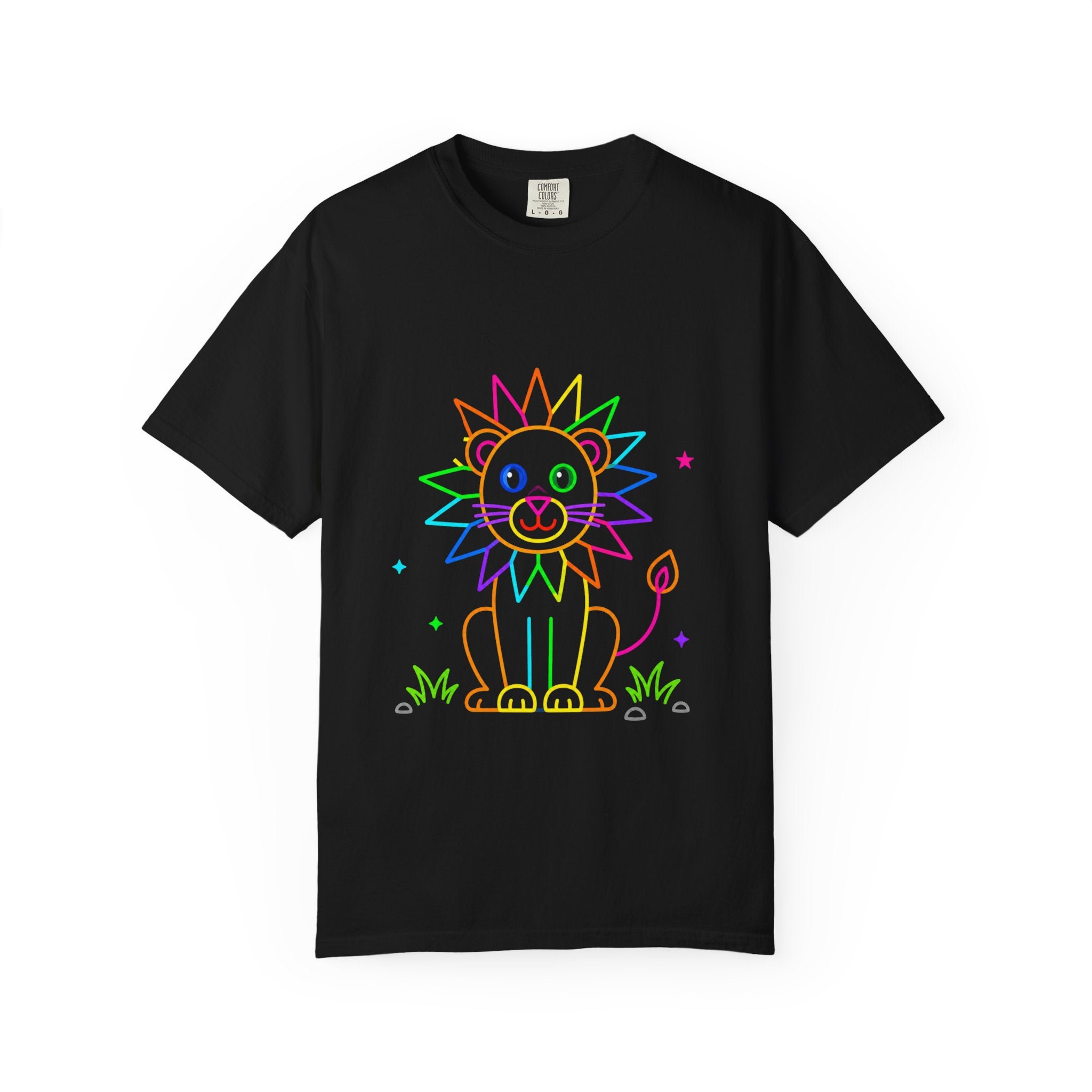 Rainbow Line Art Lion T-Shirt — Cute Kids Graphic Tee