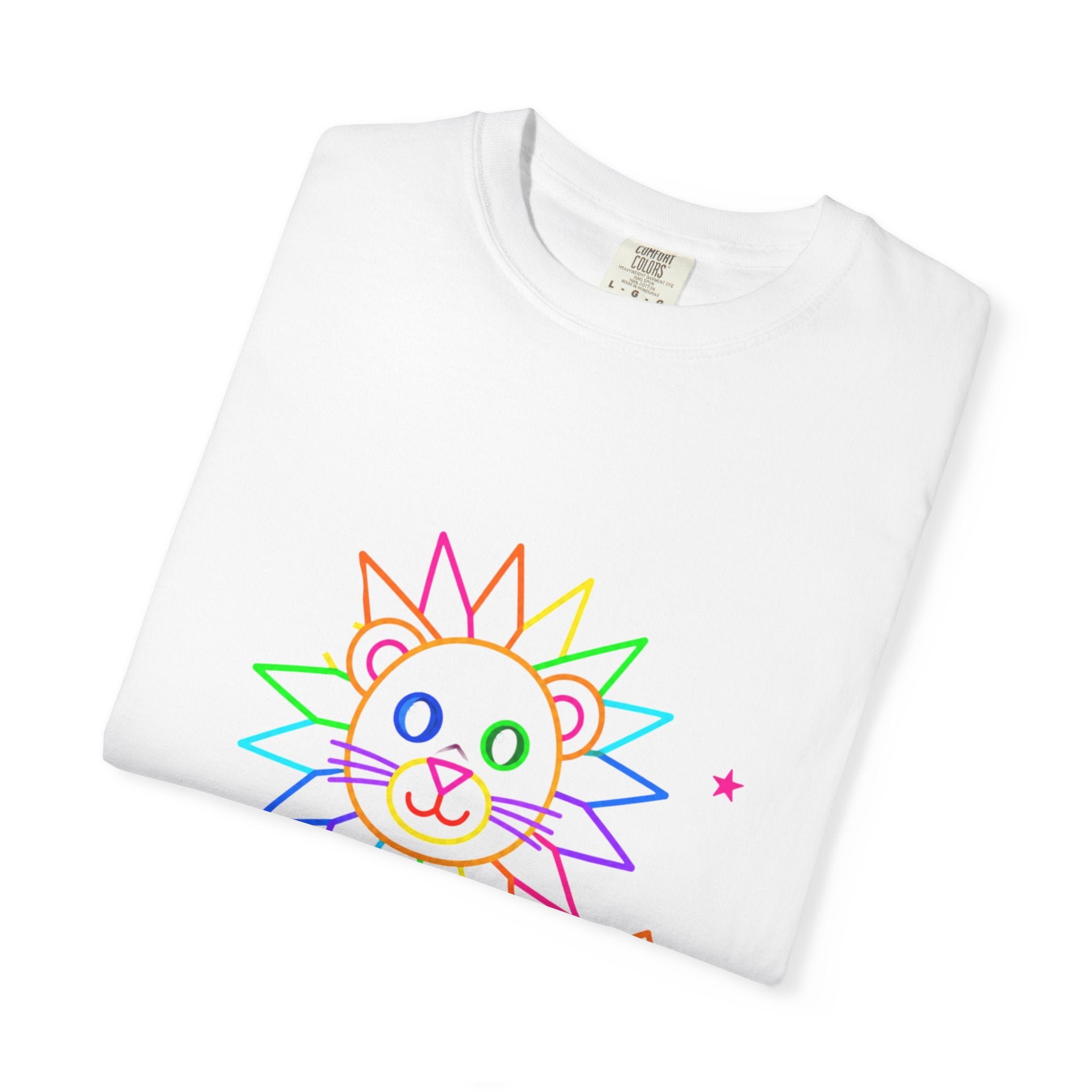 Rainbow Line Art Lion T-Shirt — Cute Kids Graphic Tee