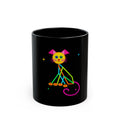 Neon Geometric Dog Black Mug – Colorful Playful Pet Lover Coffee Cup (11oz/15oz)