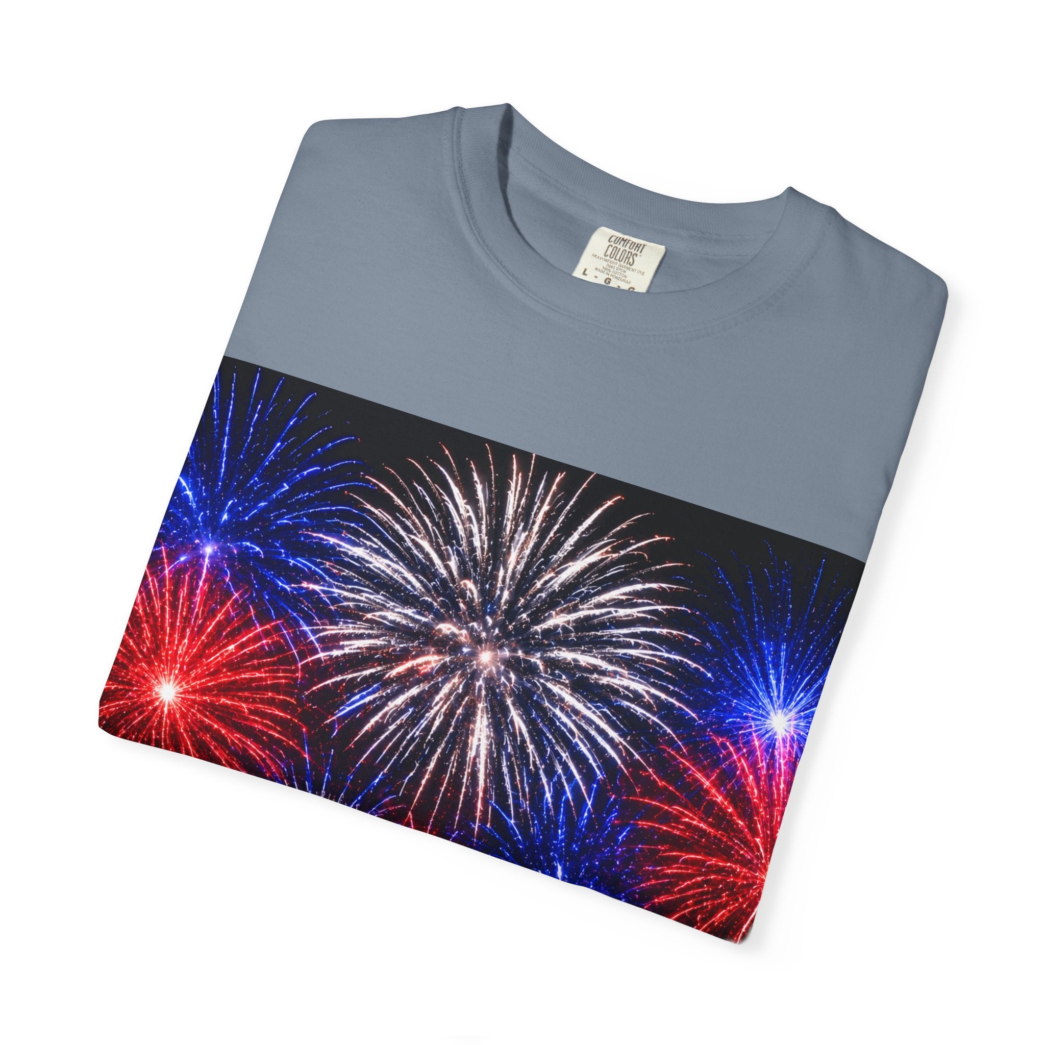 Fireworks Celebration T-Shirt — Red, White & Blue Festival Graphic