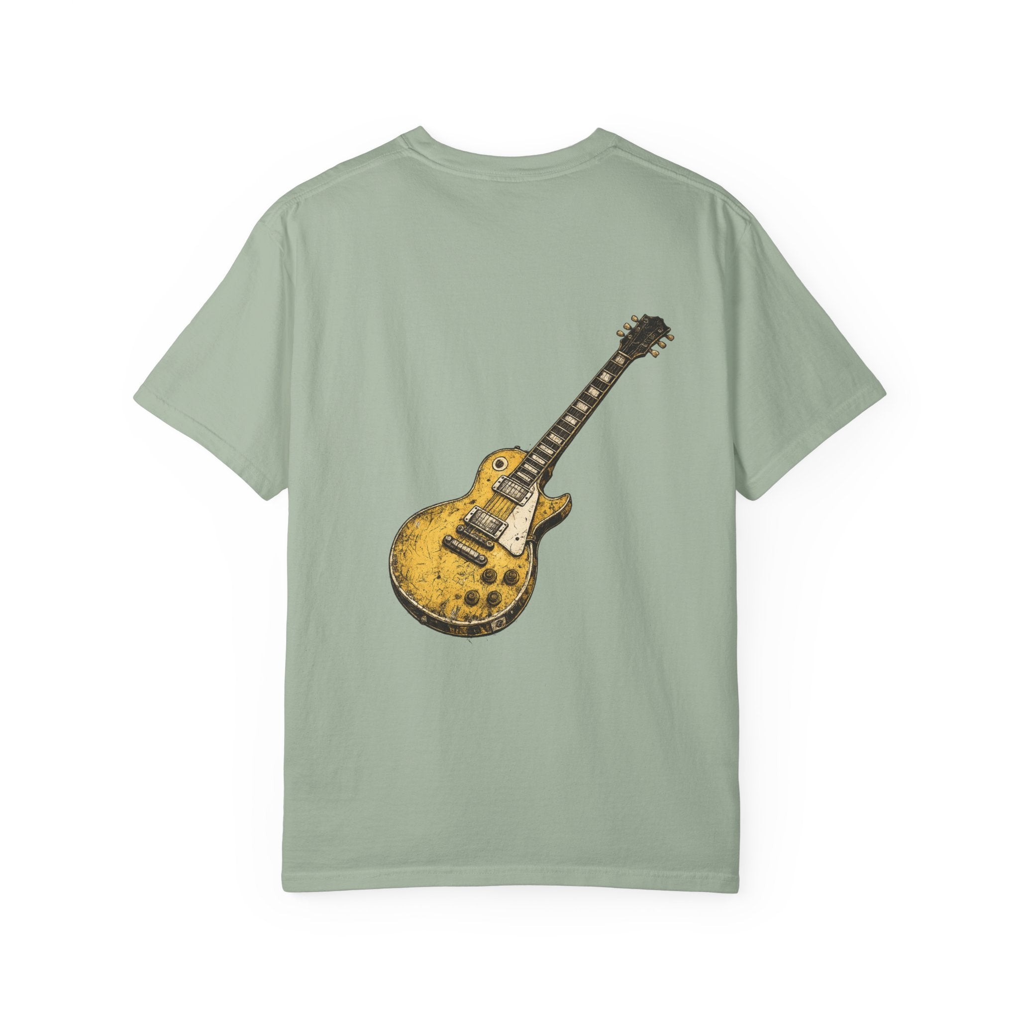 Vintage Rock Guitar T-Shirt — Grunge Band Photo & Les Paul Back Print