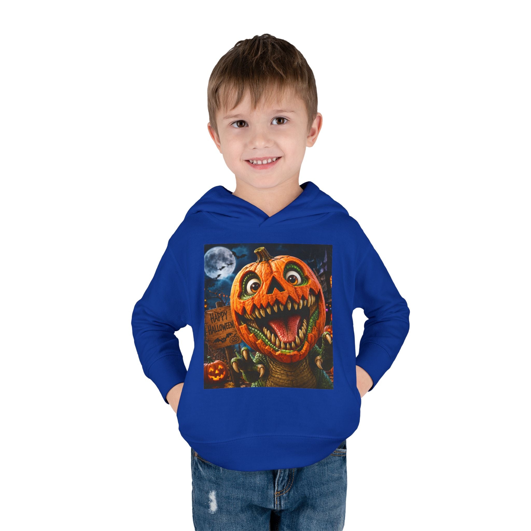 Halloween Toddler Hoodie — Dinosaur Creepy Jack-O'-Lantern Pumpkin Halloween Pullover