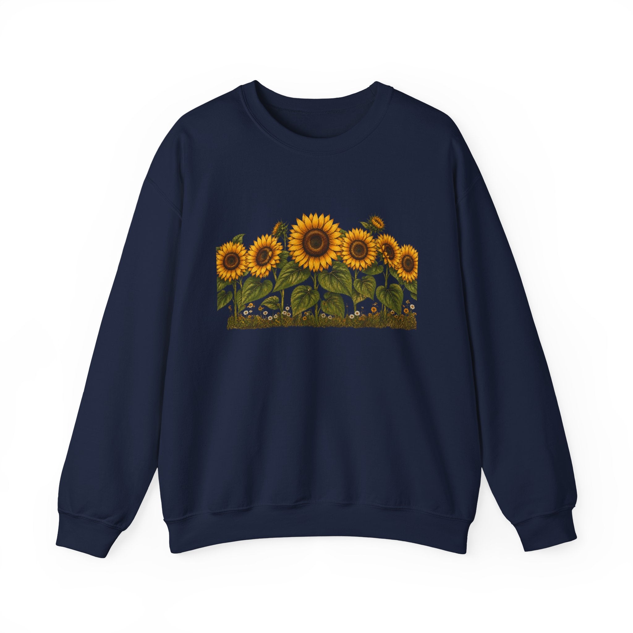 Sunflower Field Crewneck Sweatshirt — Vintage Botanical Floral Pullover