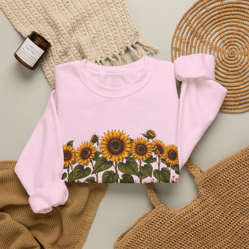 Sunflower Field Crewneck Sweatshirt — Vintage Botanical Floral Pullover