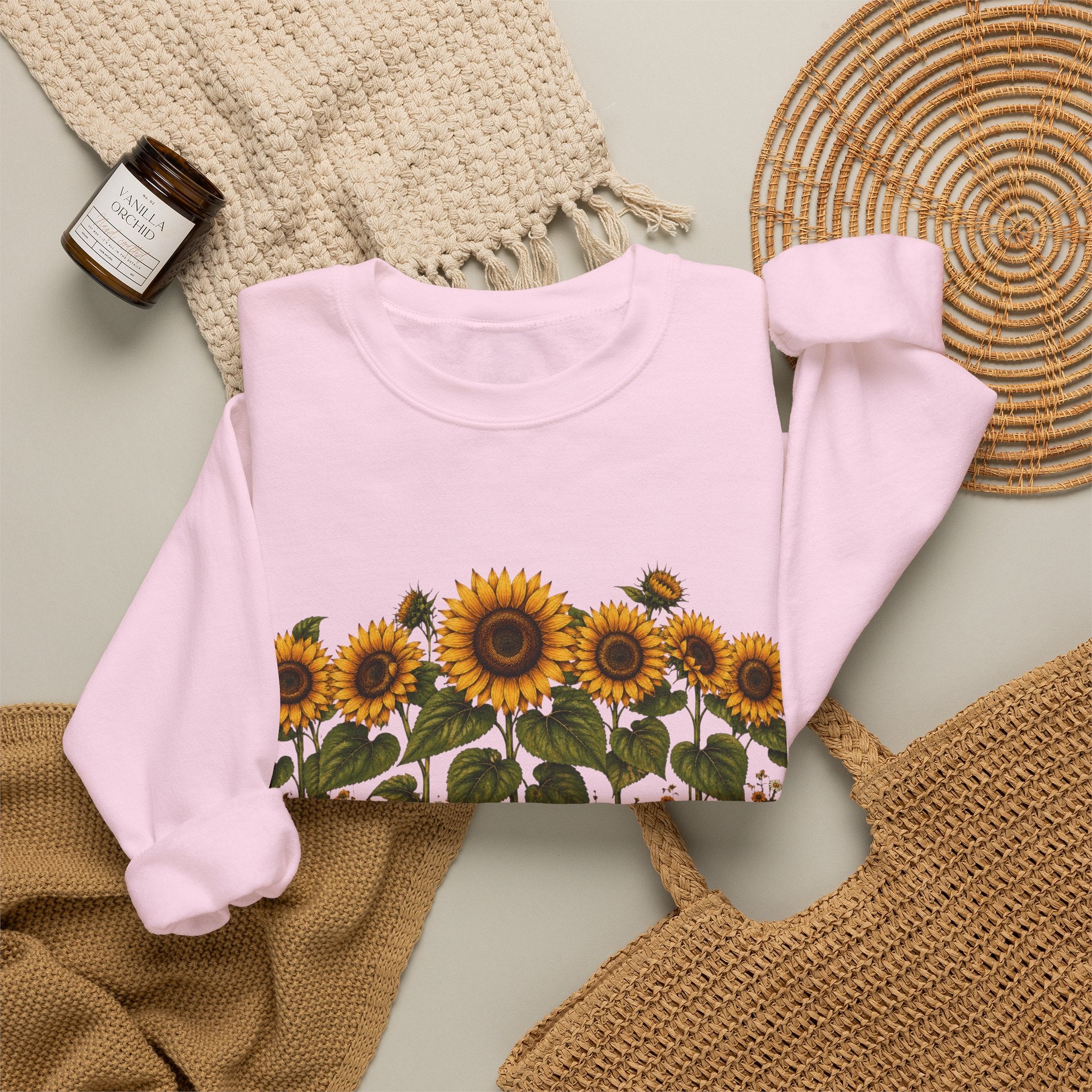 Sunflower Field Crewneck Sweatshirt — Vintage Botanical Floral Pullover