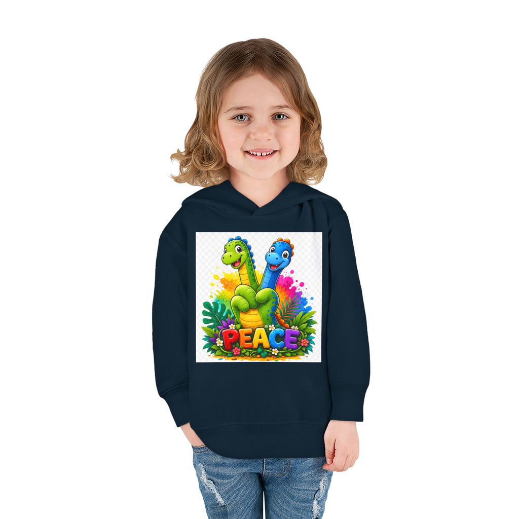 Toddler Hoodie — Colorful Peace Dinosaurs Graphic Pullover