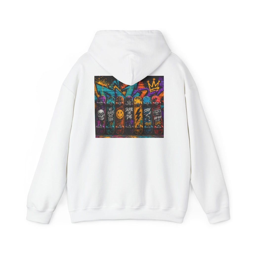 Skate Crew Graffiti Hoodie — Urban Skateboard Art Pullover