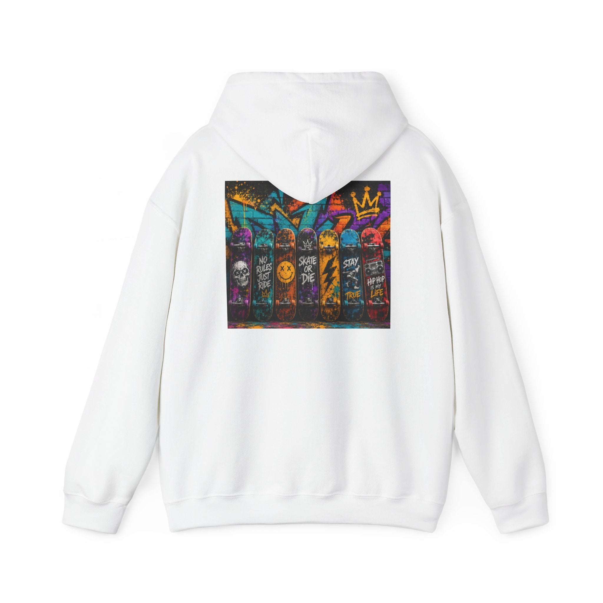 Skate Crew Graffiti Hoodie — Urban Skateboard Art Pullover