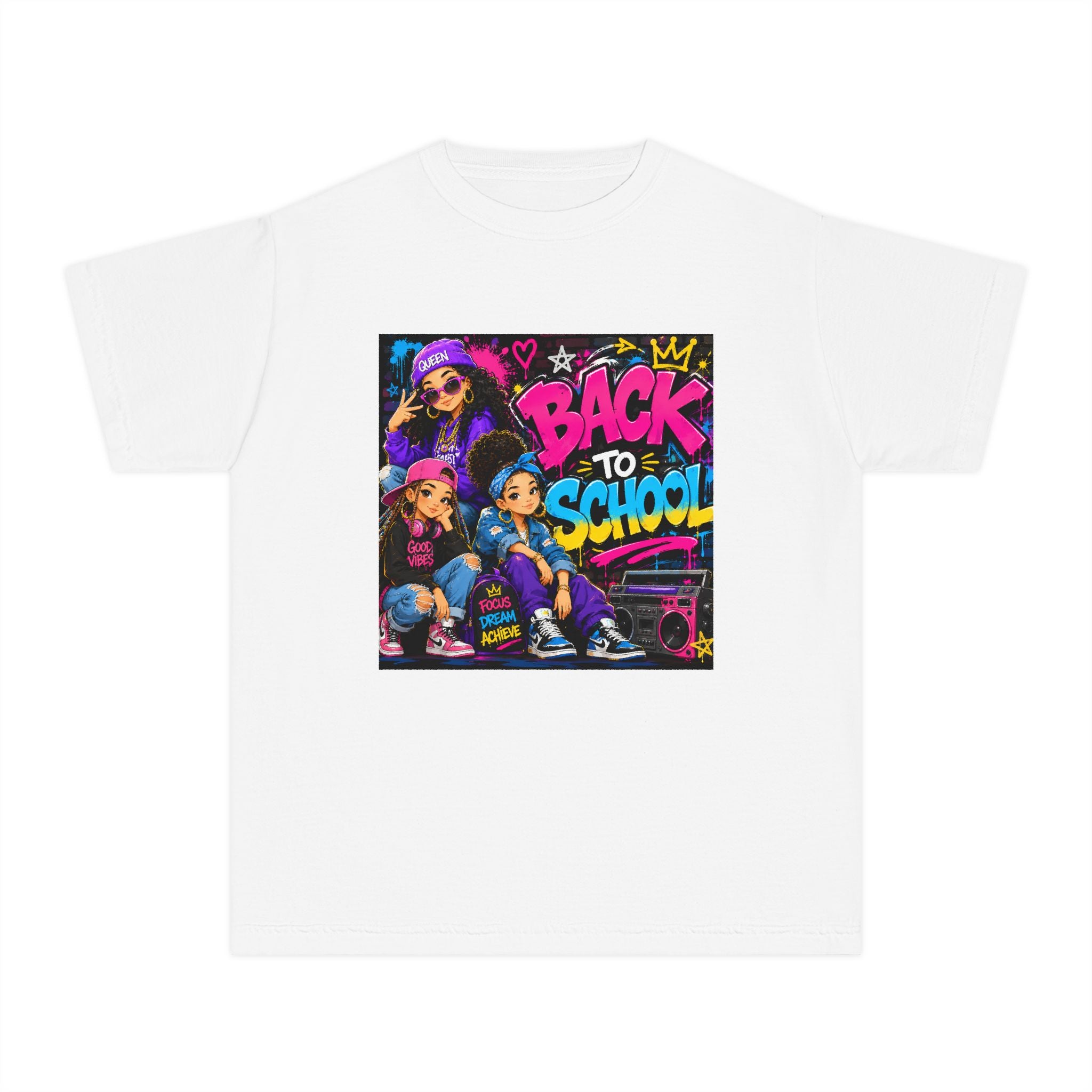 Back to School Youth Tee — Retro Hip-Hop Graphic with Custom Name