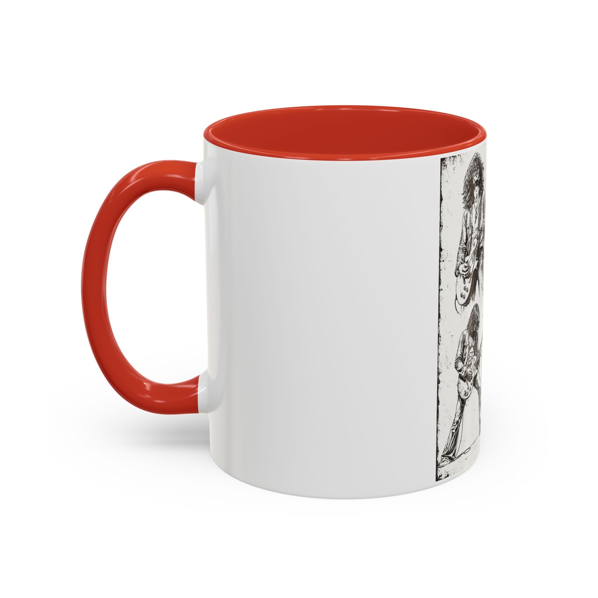 Rock Guitarist Sketch Accent Coffee Mug — Vintage Band Art 11/15oz