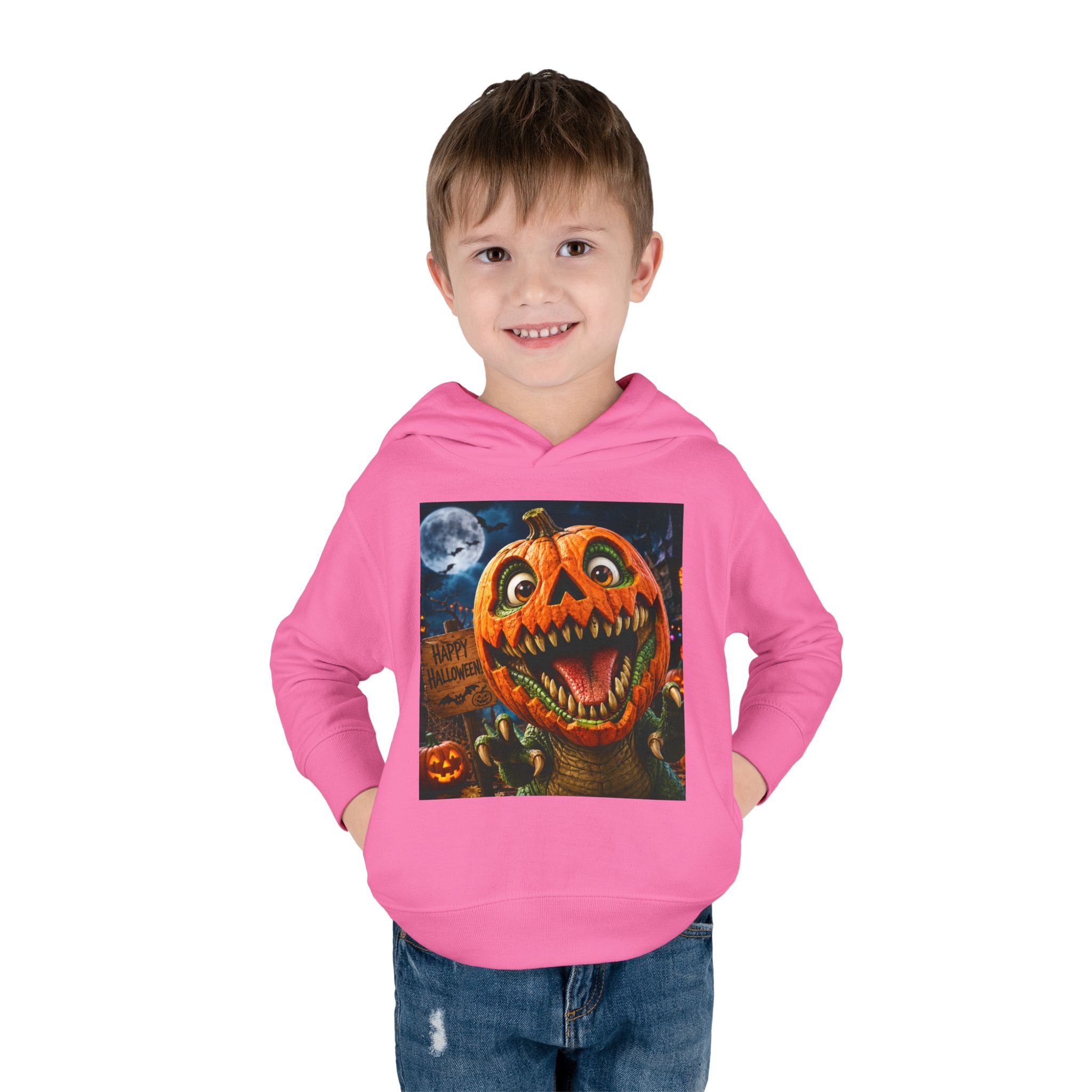 Halloween Toddler Hoodie — Dinosaur Creepy Jack-O'-Lantern Pumpkin Halloween Pullover