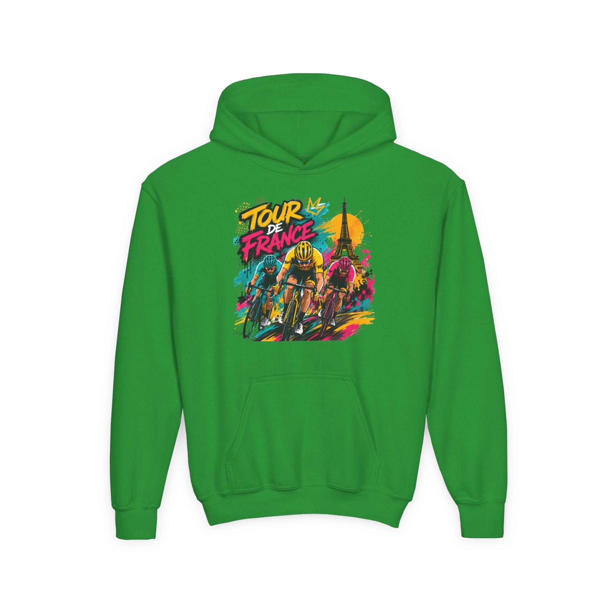 Tour de France Youth Hoodie — Colorful Cycling Graphic Sweatshirt