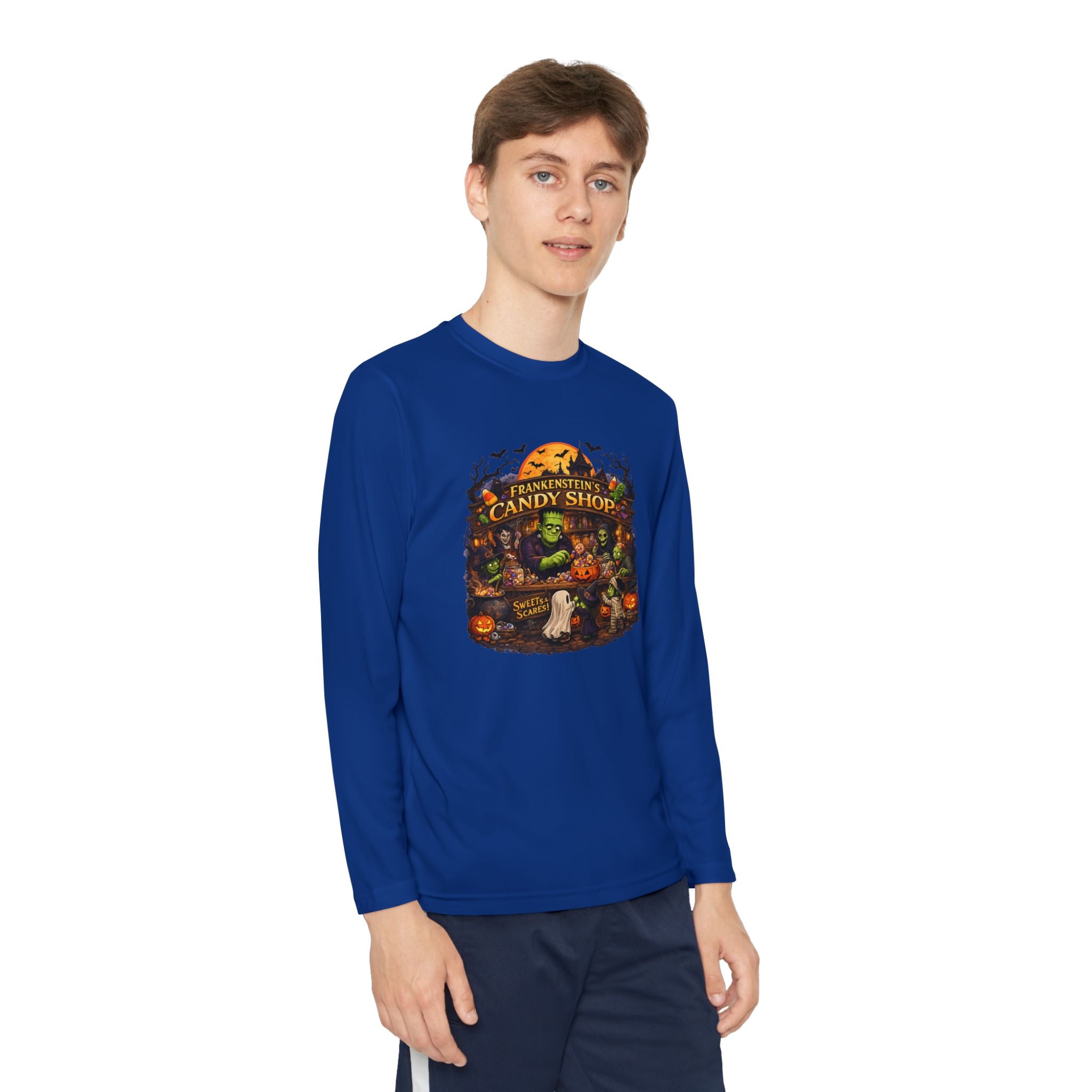 Youth Long Sleeve Tee — Halloween Candy Shop Graphic