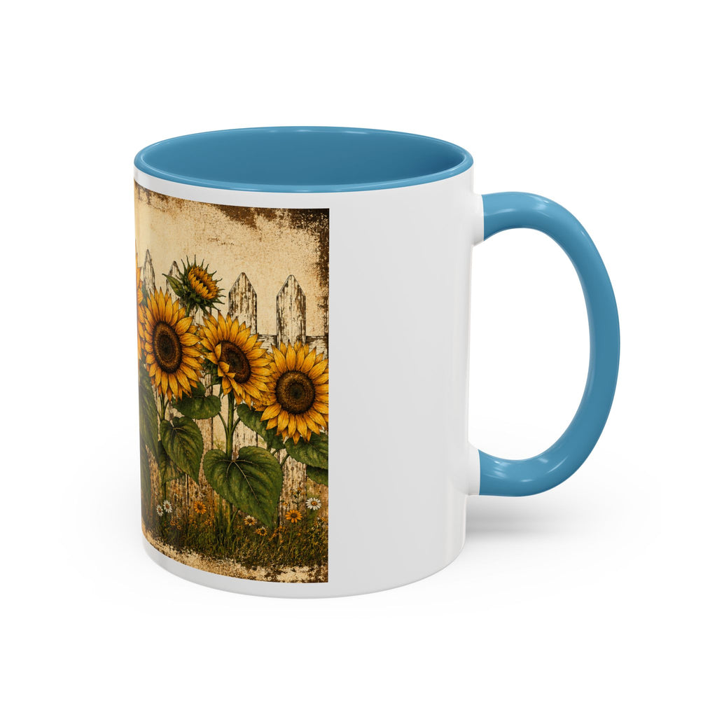 Sunflower Garden Coffee Mug — Vintage Farmhouse Floral Accent Mug