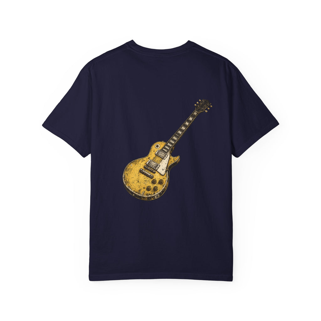 Vintage Rock Guitar T-Shirt — Grunge Band Photo & Les Paul Back Print
