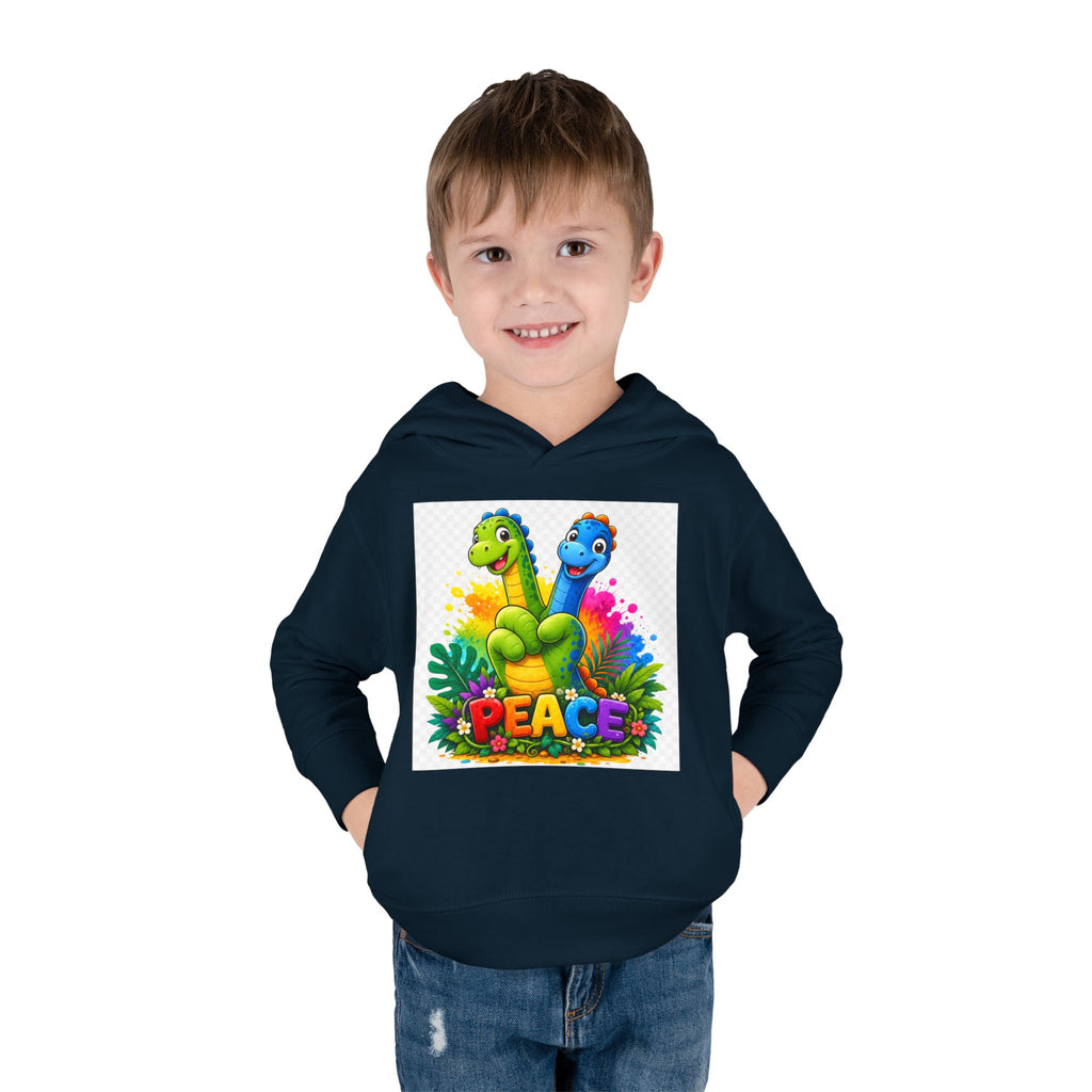 Toddler Hoodie — Colorful Peace Dinosaurs Graphic Pullover