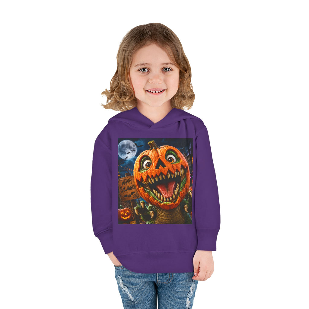Halloween Toddler Hoodie — Dinosaur Creepy Jack-O'-Lantern Pumpkin Halloween Pullover