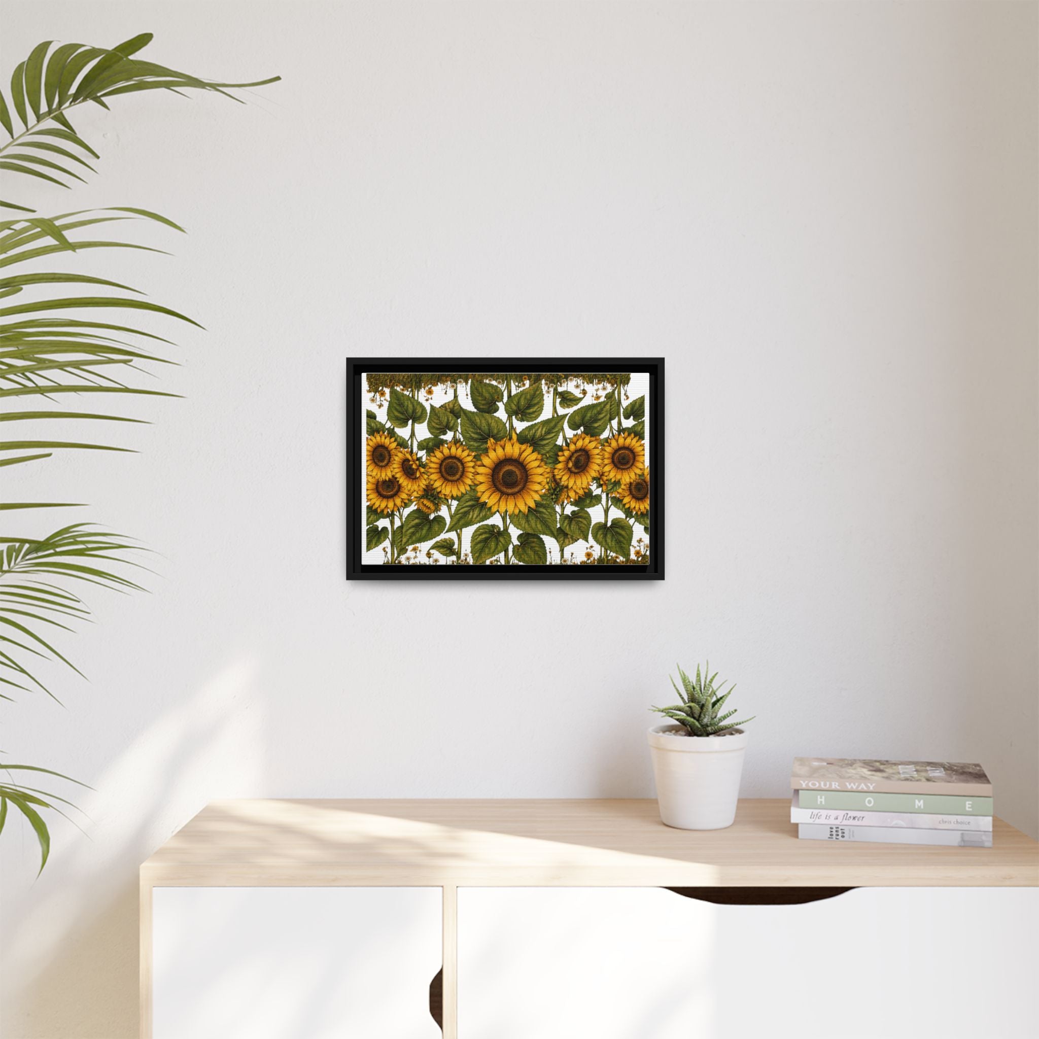 Framed Sunflower Canvas Print — Matte Floral Wall Art