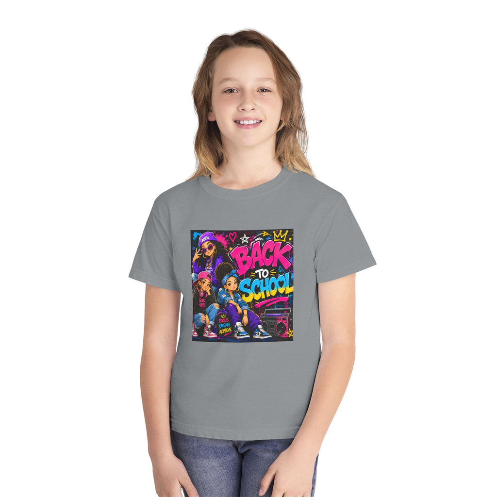 Back to School Youth Tee — Retro Hip-Hop Graphic with Custom Name