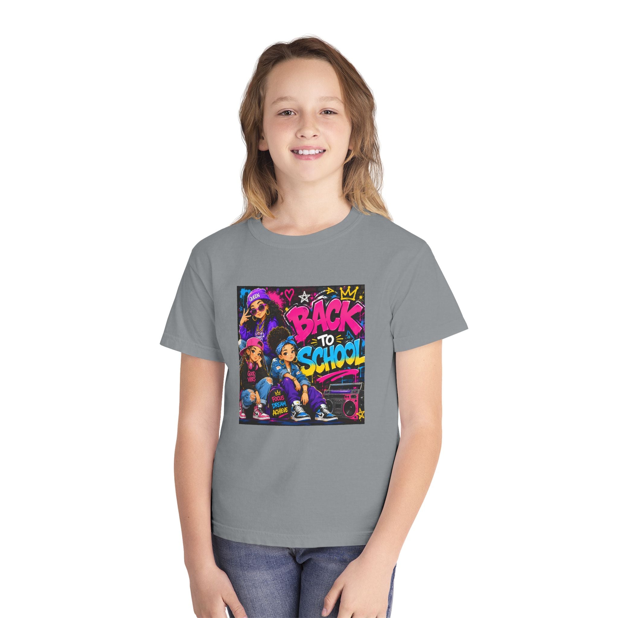 Back to School Youth Tee — Retro Hip-Hop Graphic with Custom Name