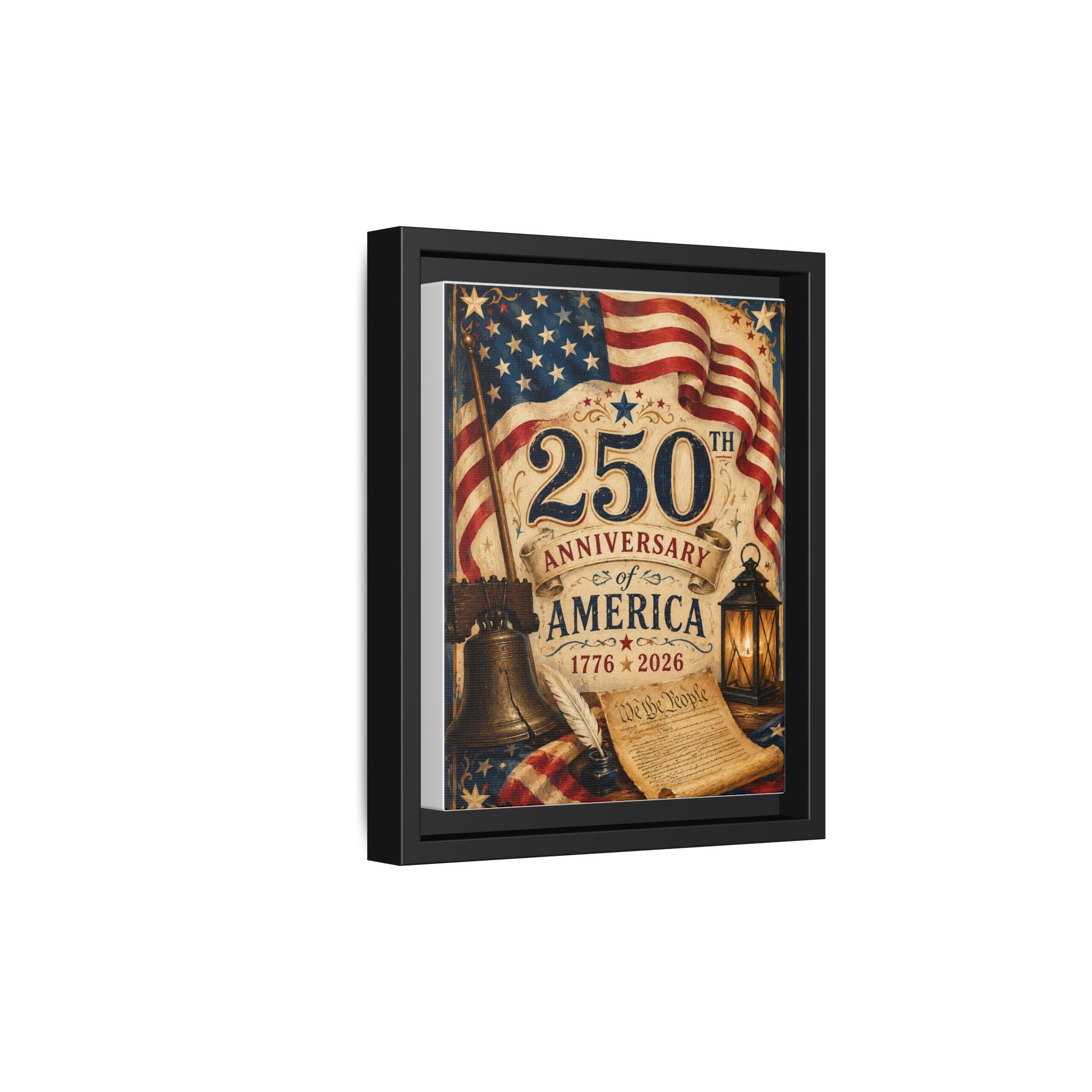 250th Anniversary of America Framed Canvas Print — Patriotic 1776–2026 Wall Art
