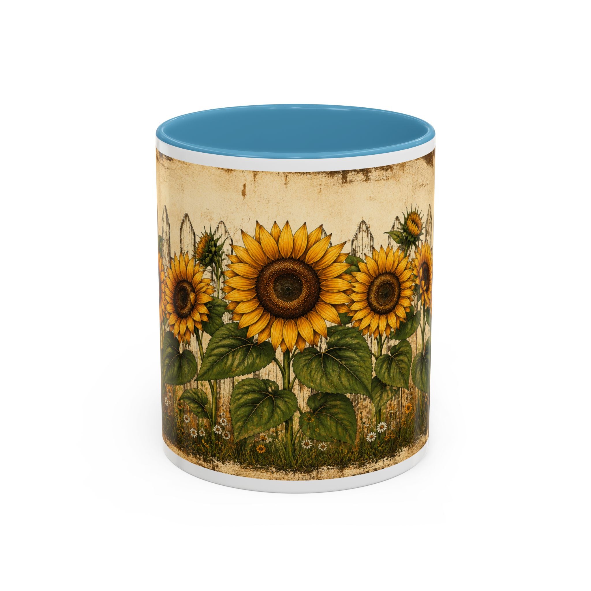 Sunflower Garden Coffee Mug — Vintage Farmhouse Floral Accent Mug