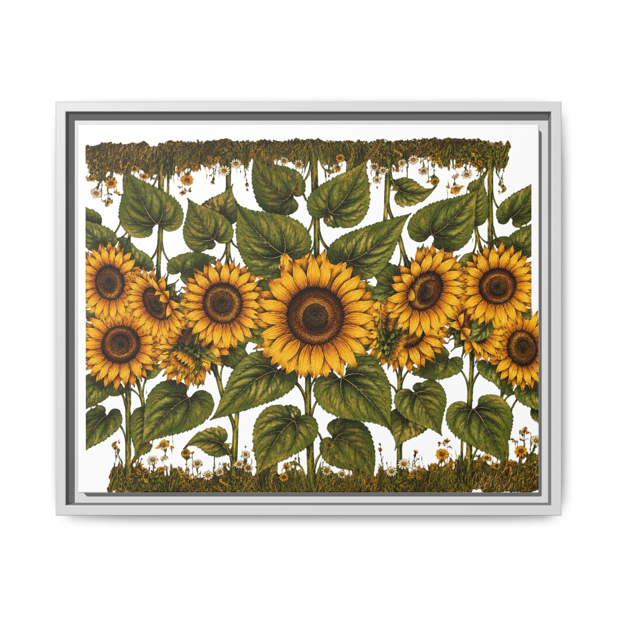 Framed Sunflower Canvas Print — Matte Floral Wall Art