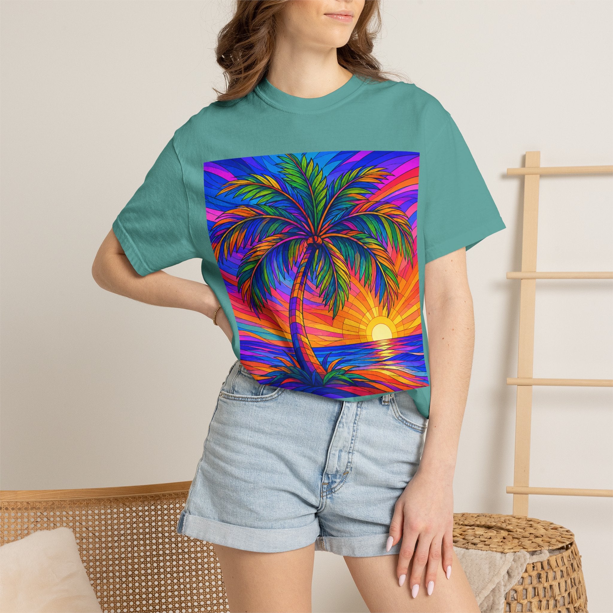 Sunset Palm T-Shirt — Vibrant Tropical Beach Tee