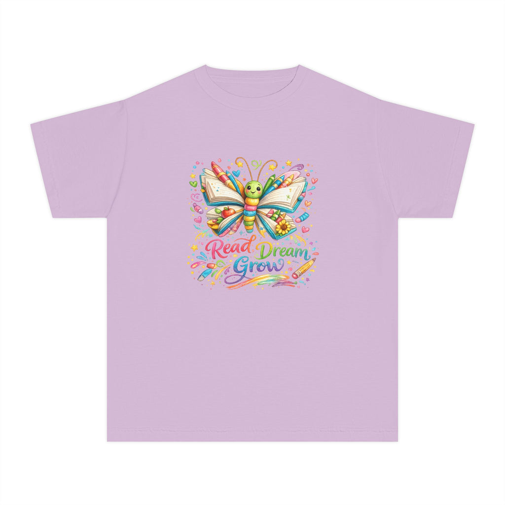 Youth Tee — Colorful Butterfly "Read Dream Grow" Kids Shirt