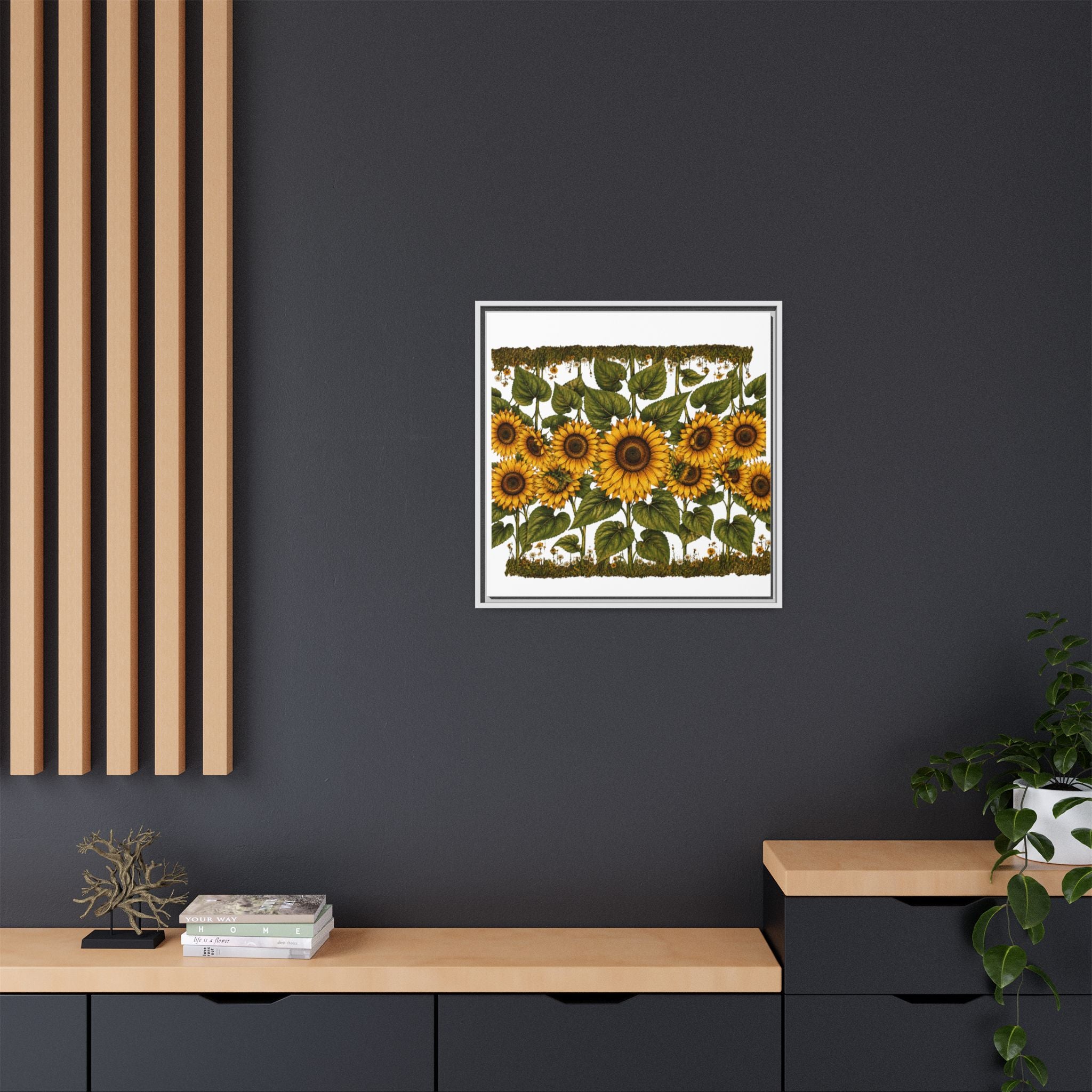 Framed Sunflower Canvas Print — Matte Floral Wall Art