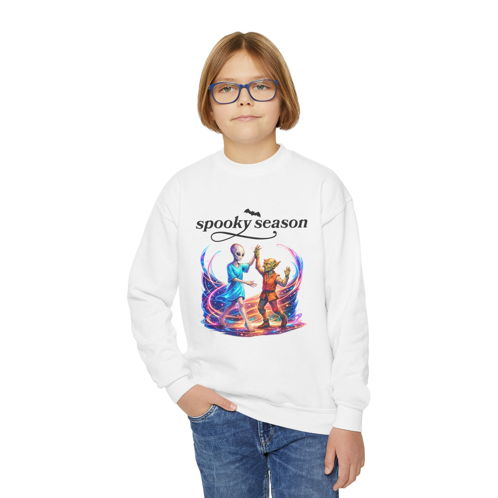 Youth Crewneck Sweatshirt — "Spooky Season" Halloween Kid Pullover