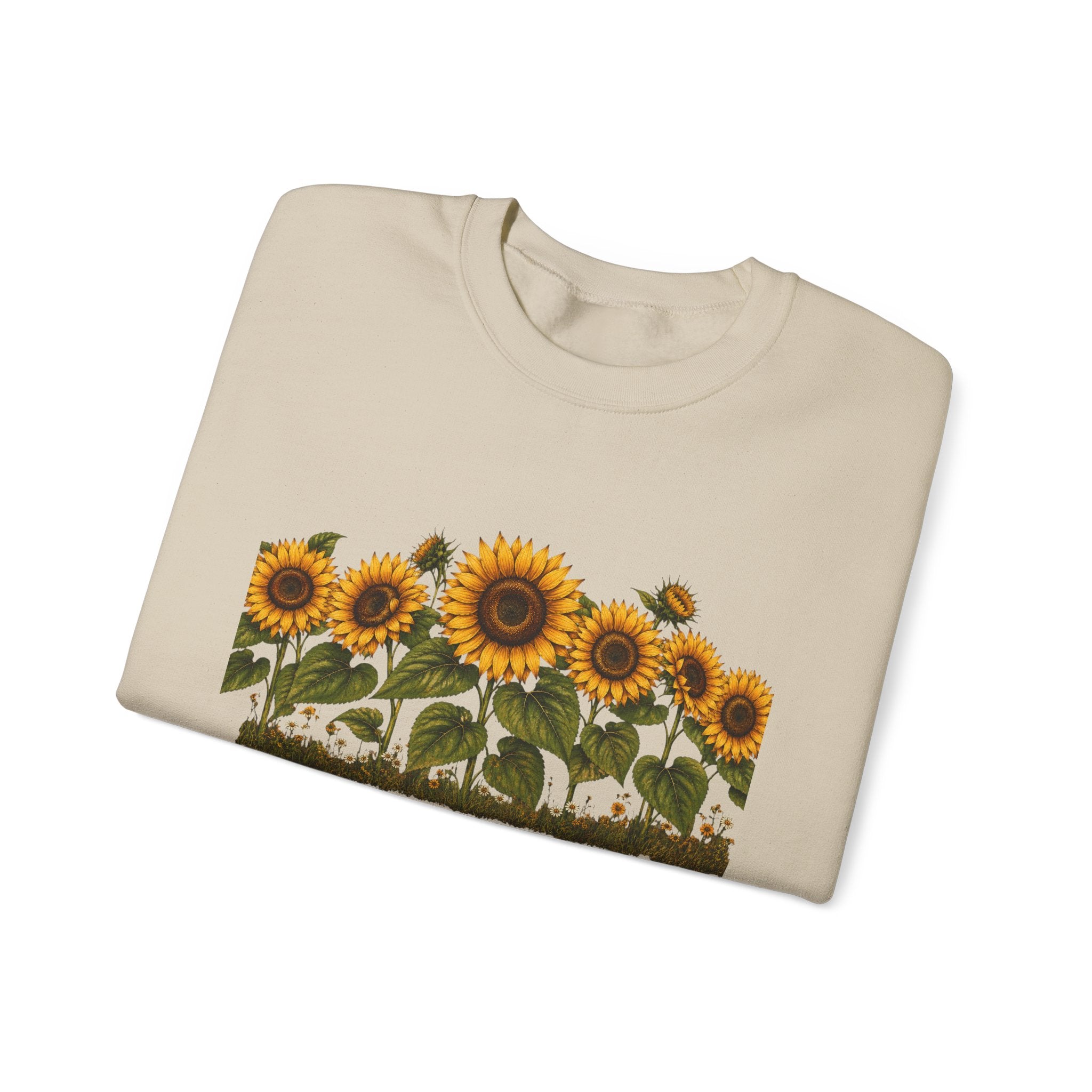Sunflower Field Crewneck Sweatshirt — Vintage Botanical Floral Pullover