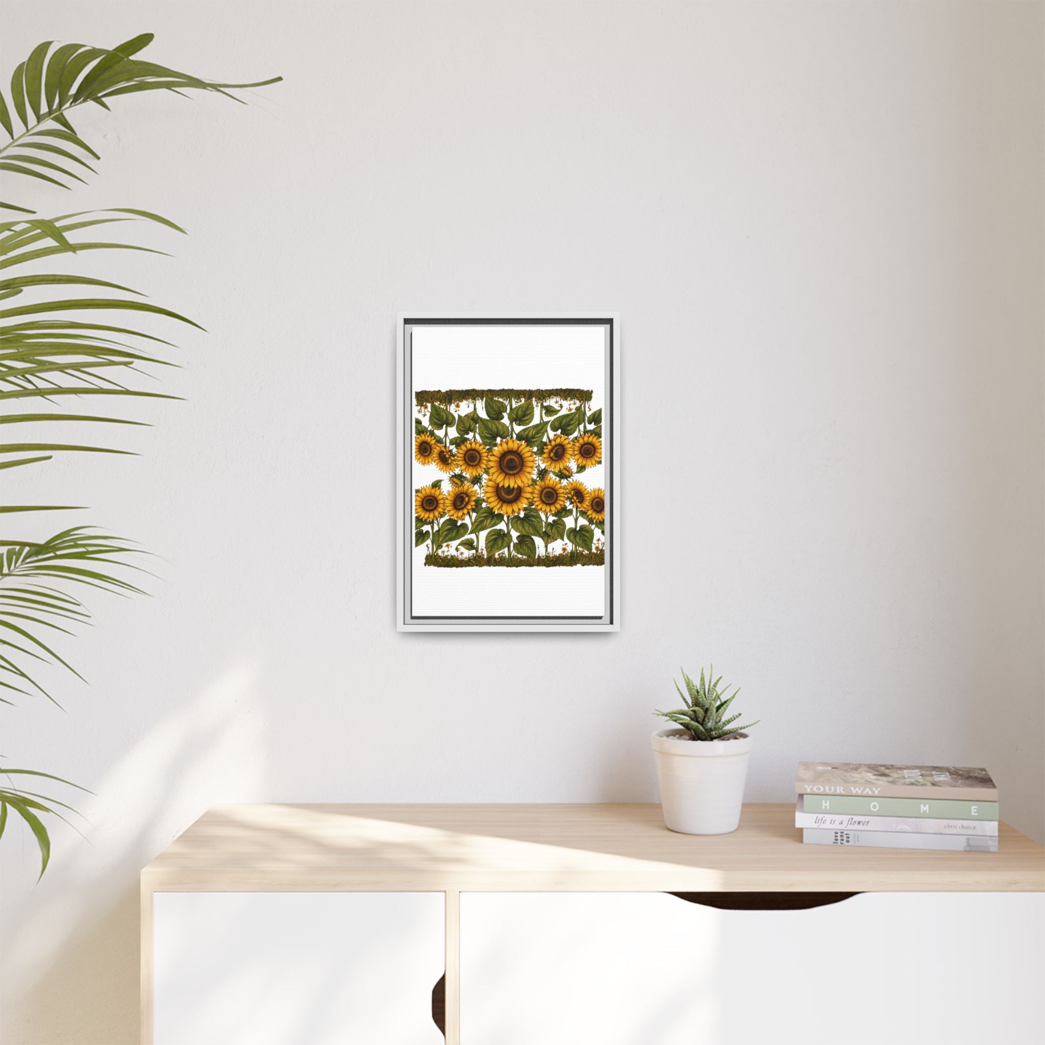 Framed Sunflower Canvas Print — Matte Floral Wall Art
