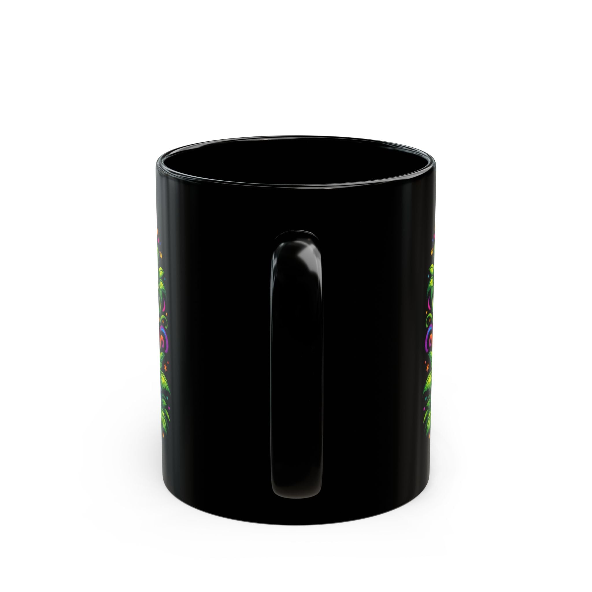 Colorful Baby Tiger Black Mug — Vibrant Neon Animal Coffee Cup (11oz/15oz)