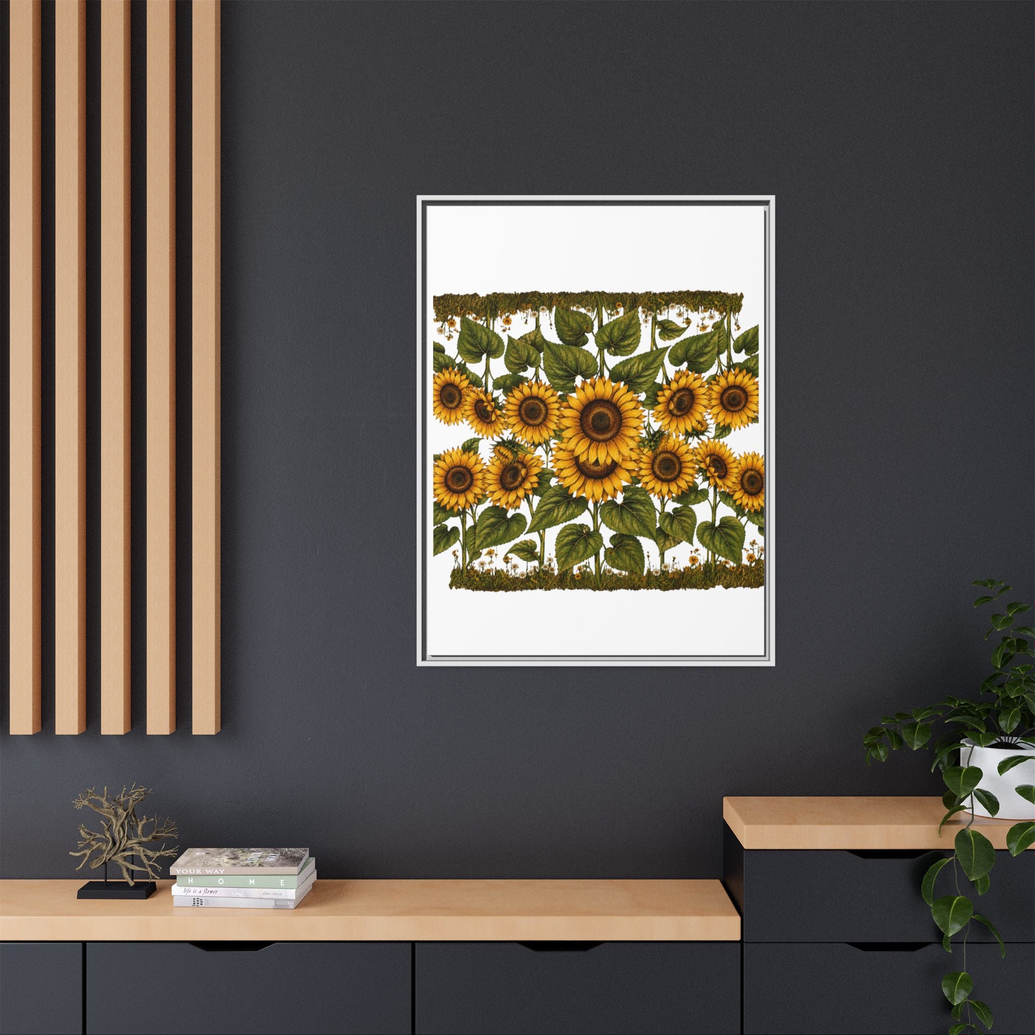 Framed Sunflower Canvas Print — Matte Floral Wall Art