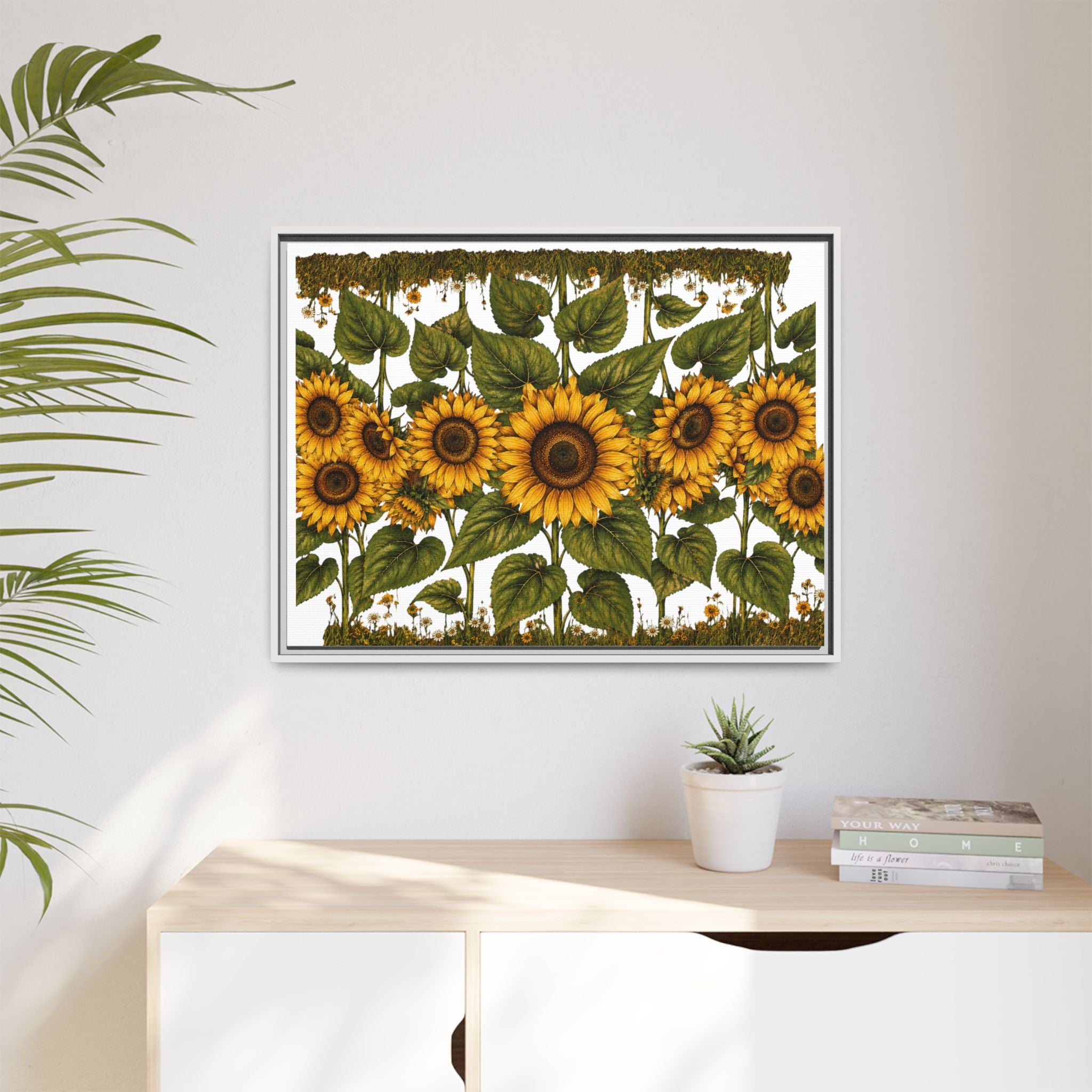 Framed Sunflower Canvas Print — Matte Floral Wall Art