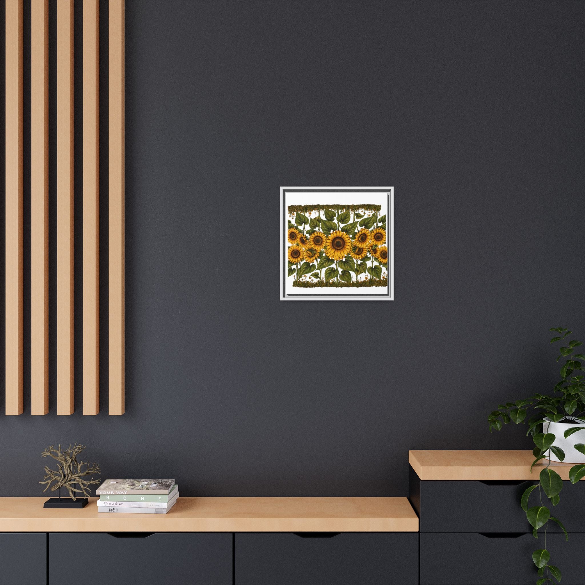 Framed Sunflower Canvas Print — Matte Floral Wall Art