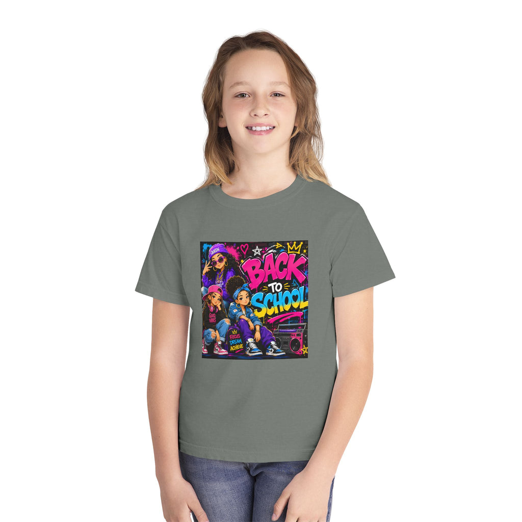 Back to School Youth Tee — Retro Hip-Hop Graphic with Custom Name