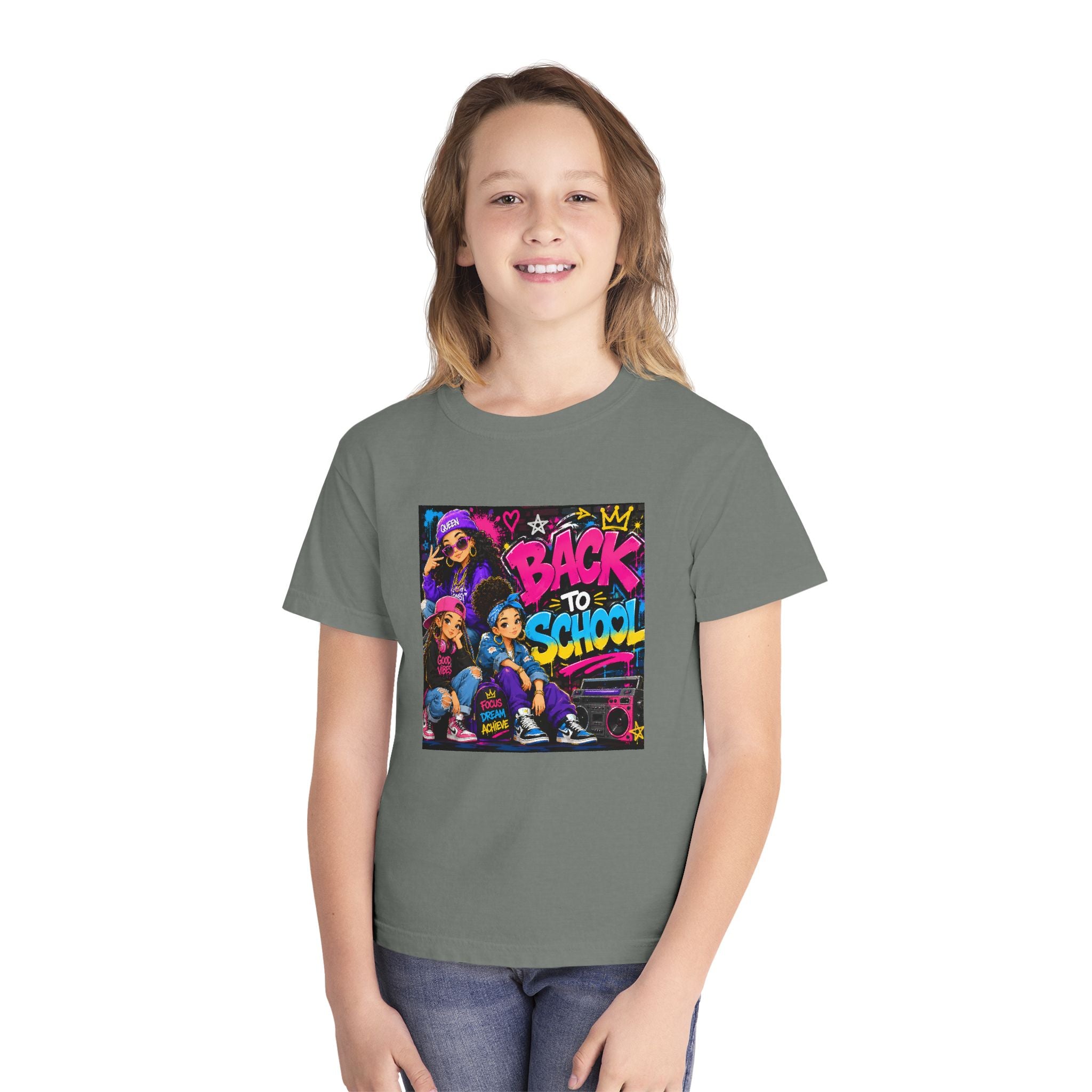 Back to School Youth Tee — Retro Hip-Hop Graphic with Custom Name