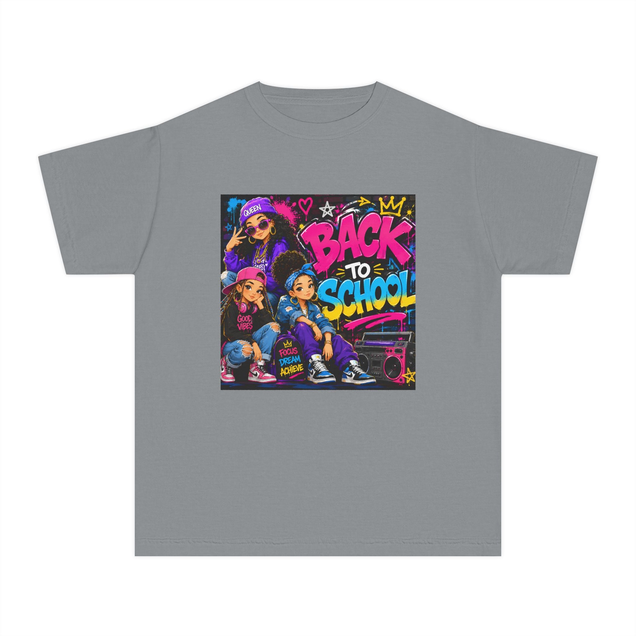 Back to School Youth Tee — Retro Hip-Hop Graphic with Custom Name