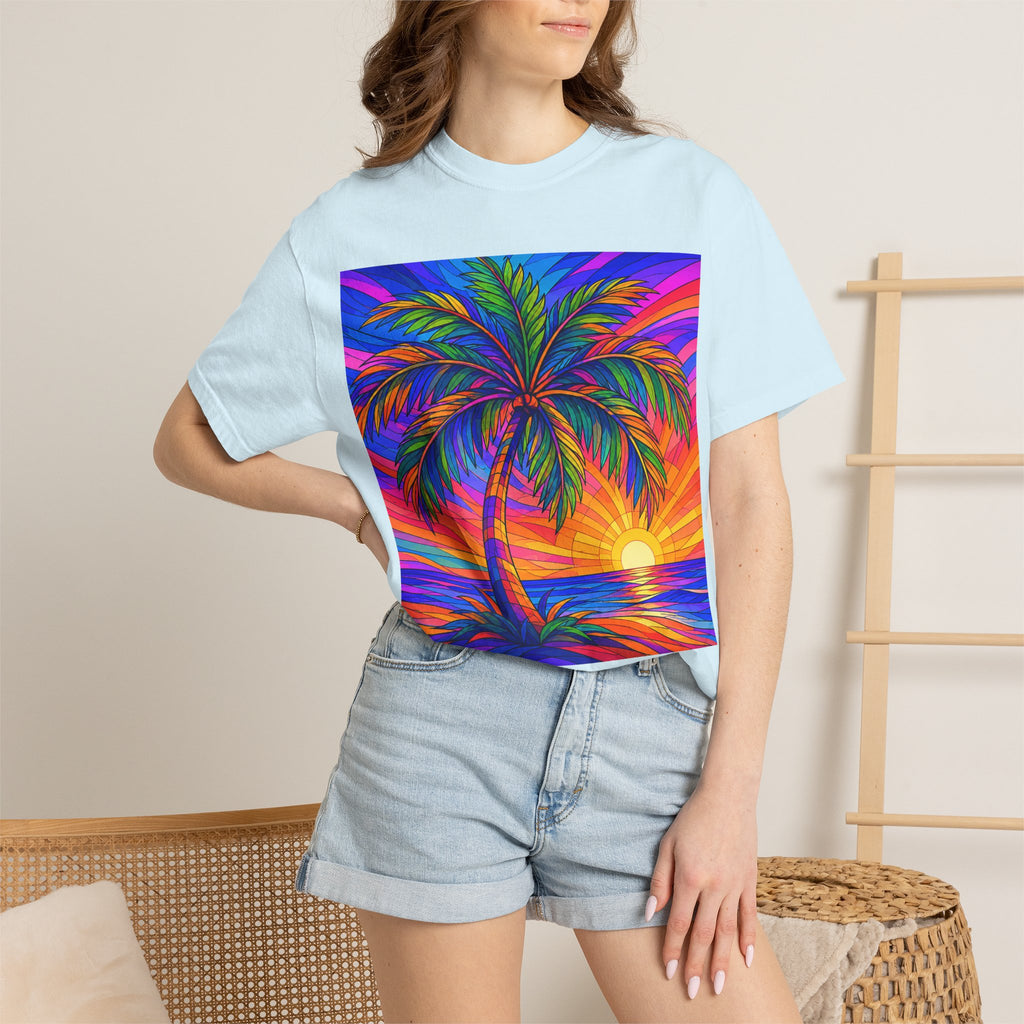 Sunset Palm T-Shirt — Vibrant Tropical Beach Tee
