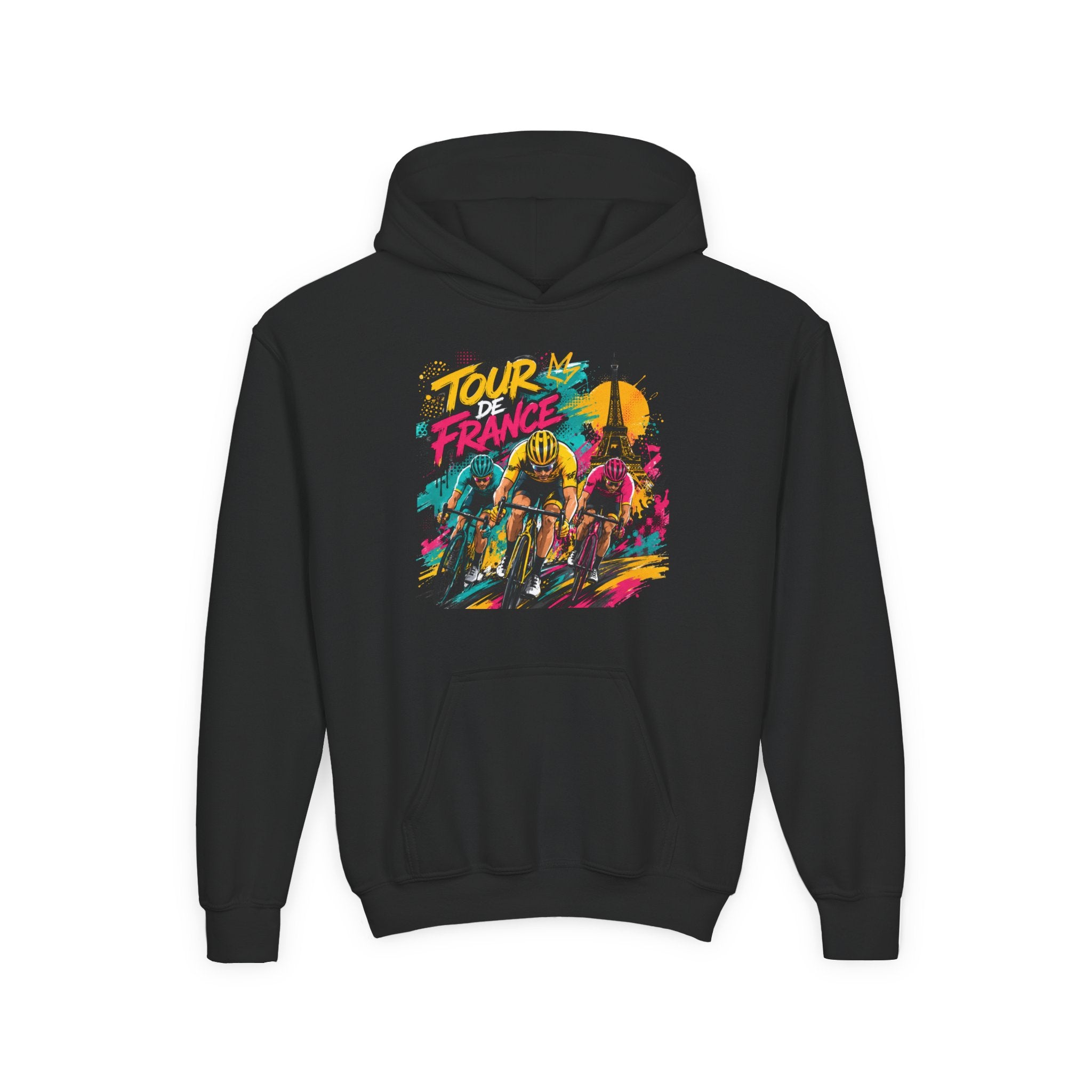 Tour de France Youth Hoodie — Colorful Cycling Graphic Sweatshirt